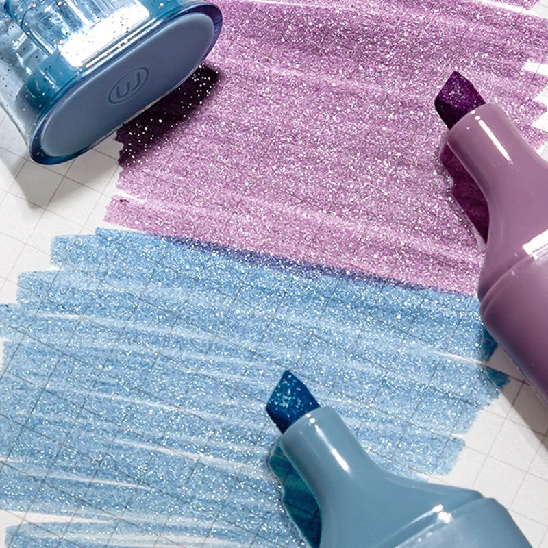 Glitter Highlighters Pen, Flexible Line Width and Smudge-Proof