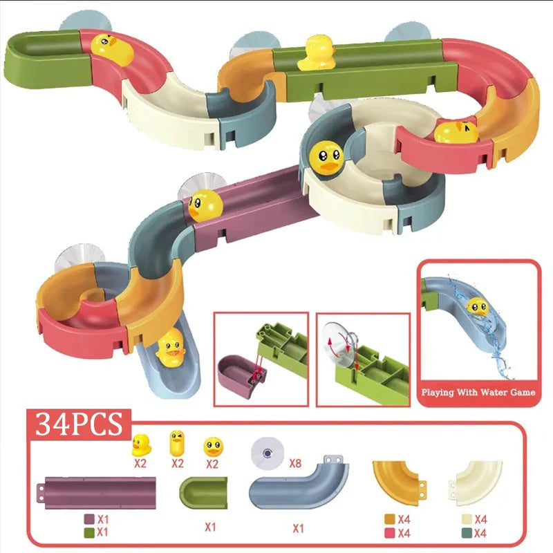 DIY Baby Bath Toys Marble Race Run Assembling