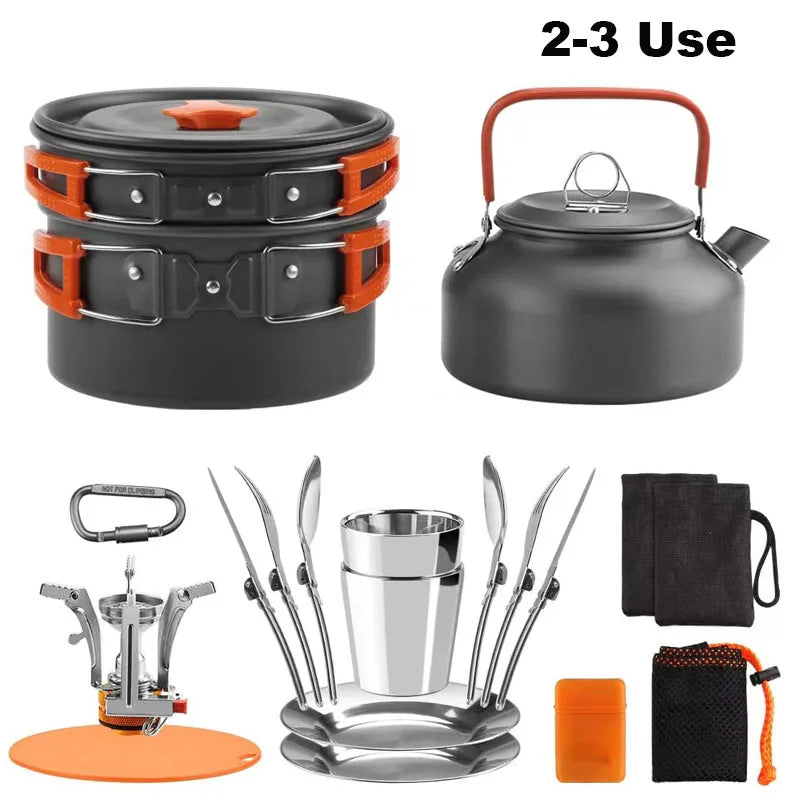 Camping Cooking Set Outdoor Aluminum Lightweight Equipment Camping