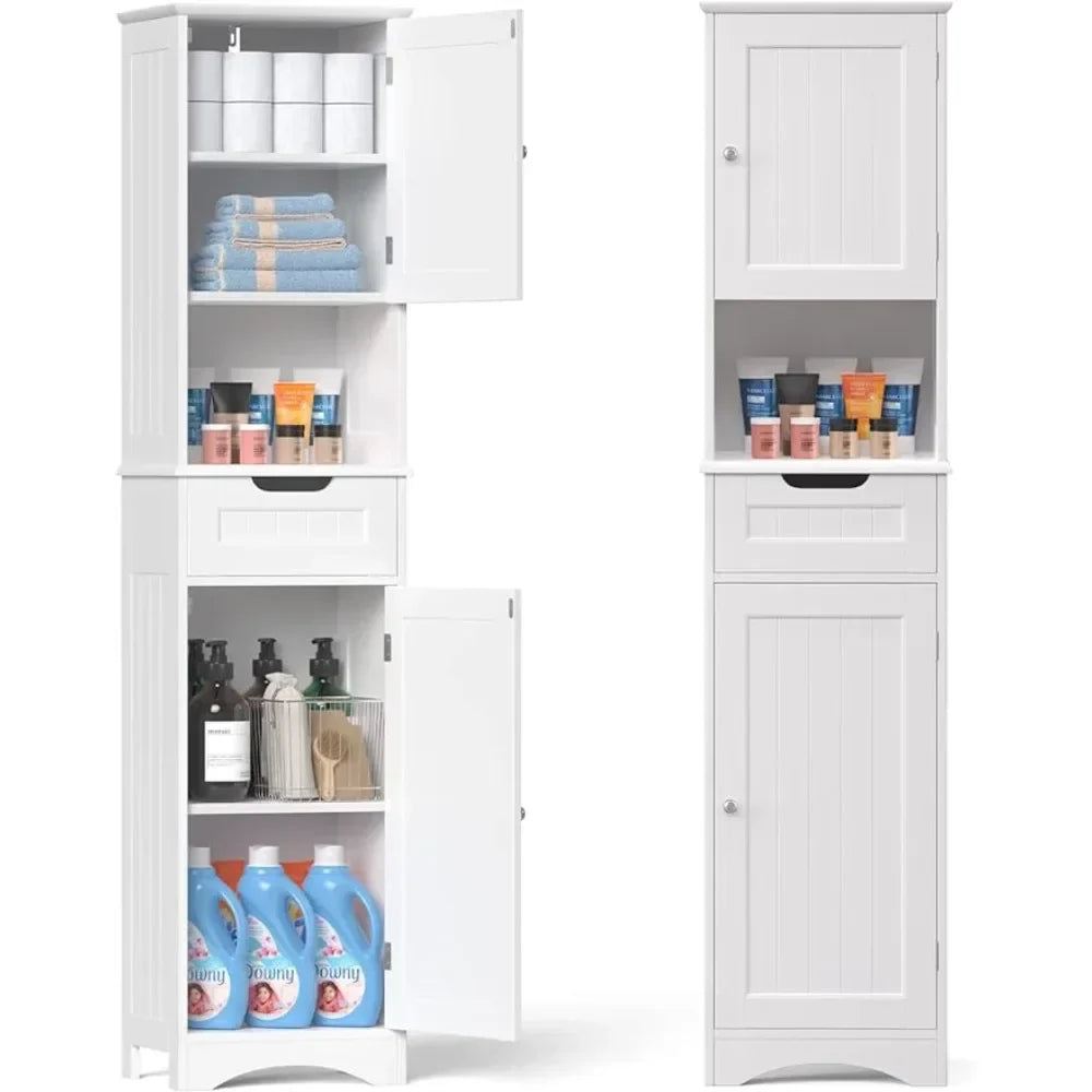 Tall Bathroom Storage Cabinet W/ 2 Doors &