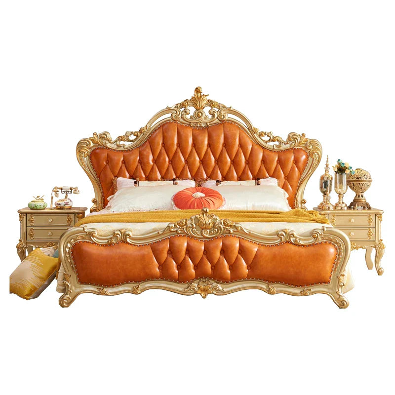 Master Wooden Modern Bed European Soft Storage Sleeping