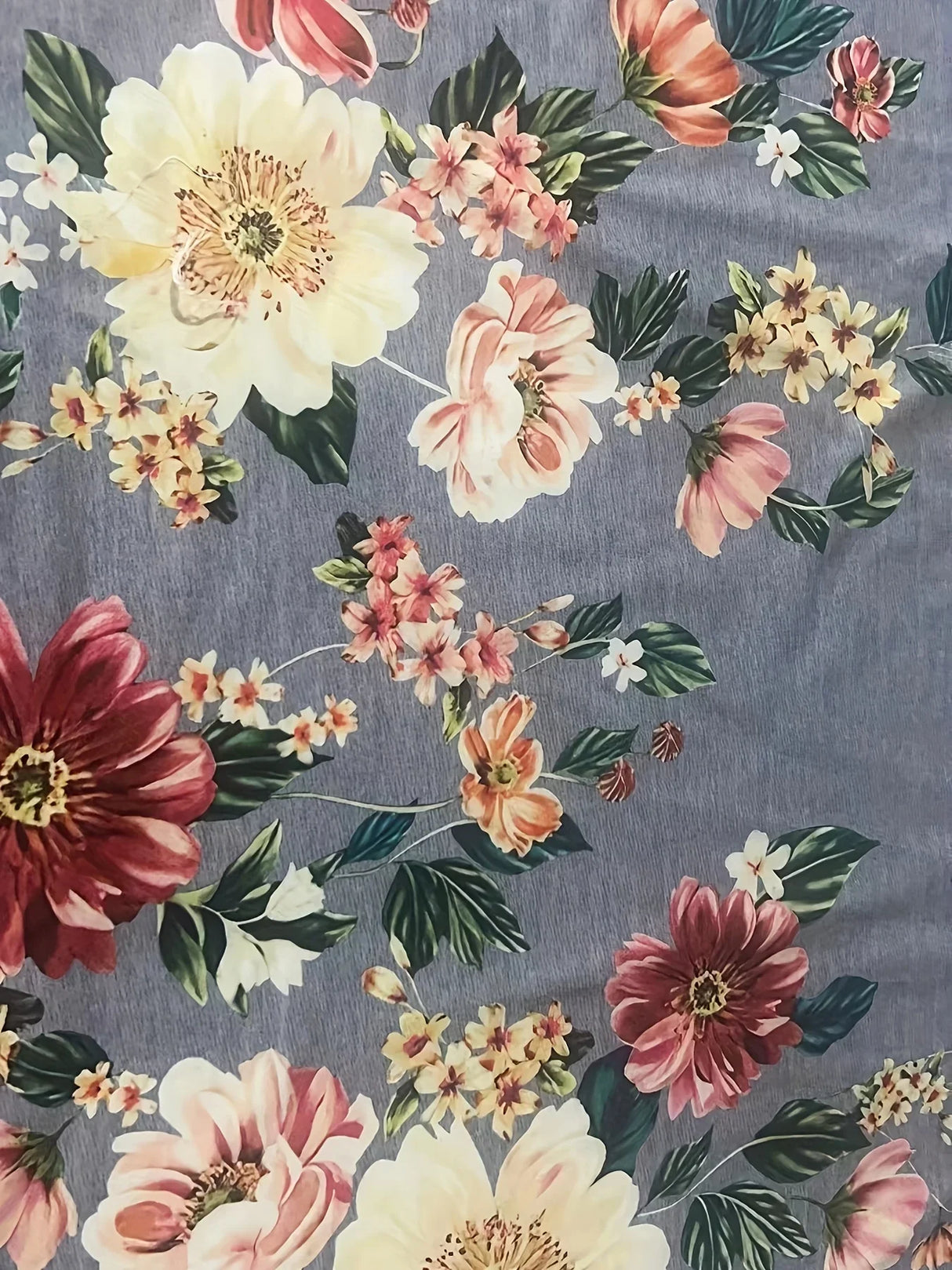 Plus Size Women Long Sleeve VNeck Flower Print