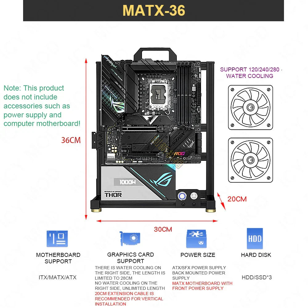 PC Open Case Gamers Cabinet ATX MOD Chassis