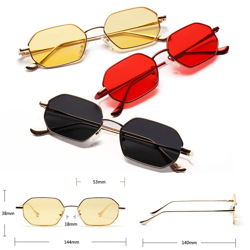 Hipster Polygon Sunglasses For Women Vintage Retro Silver Mirror Metal Frame Sunglasses Classic Square 90’S Shades Trendy 2022