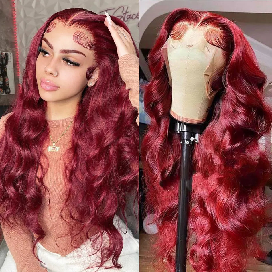 30 Inch 99j Burgundy Body Wave Lace Front