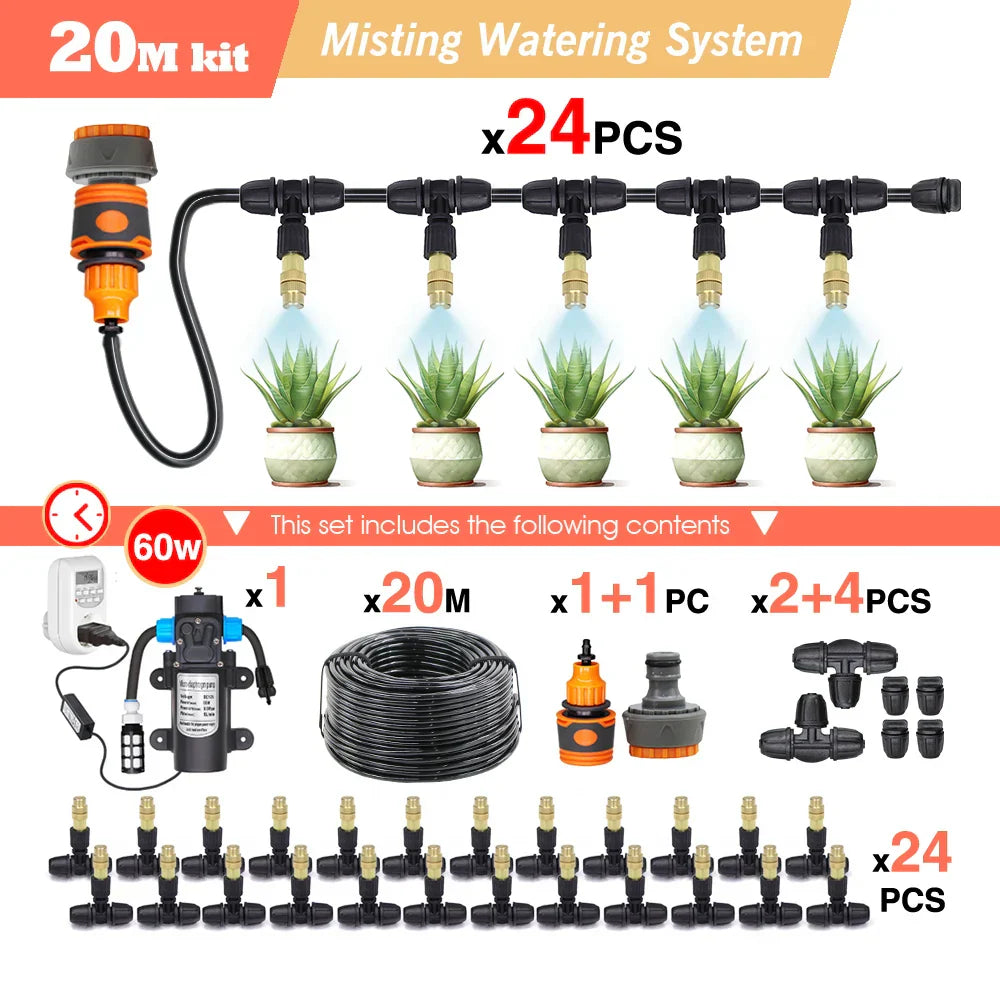 30-5M Garden Adjustable Brass Nozzle Misting Watering System
