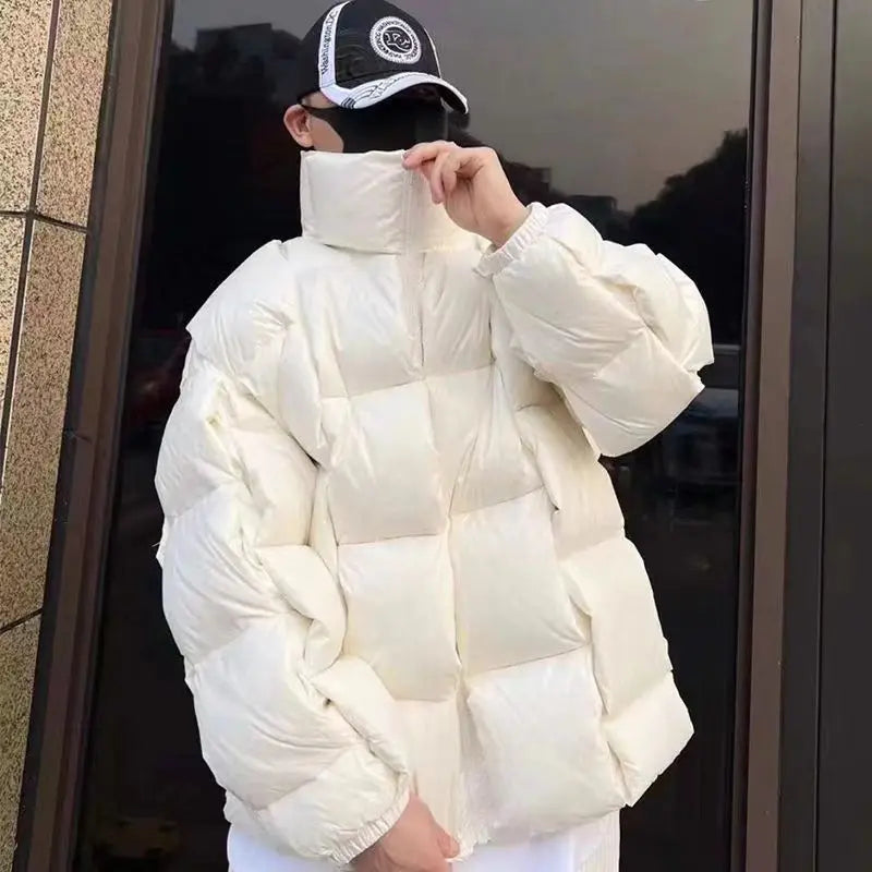 Winter Men's Cotton Padded Jacket Puffer Loose Solid