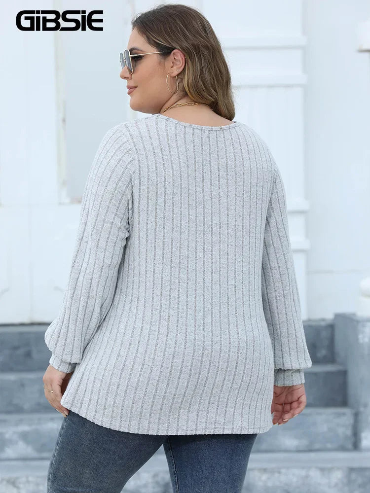 GIBSIE Plus Size Long Sleeve T Shirts for