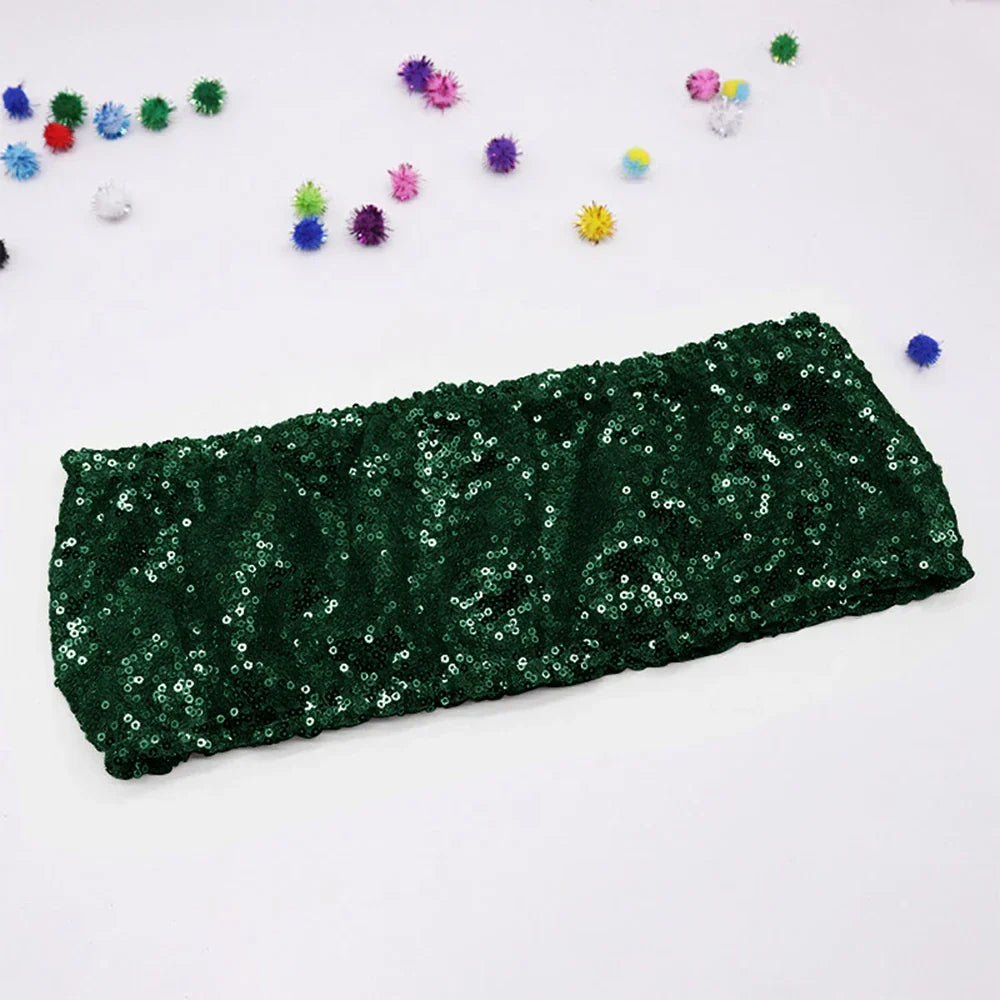 10/50pcs Gold Sequin Chair Sashes Sliver Party Chair