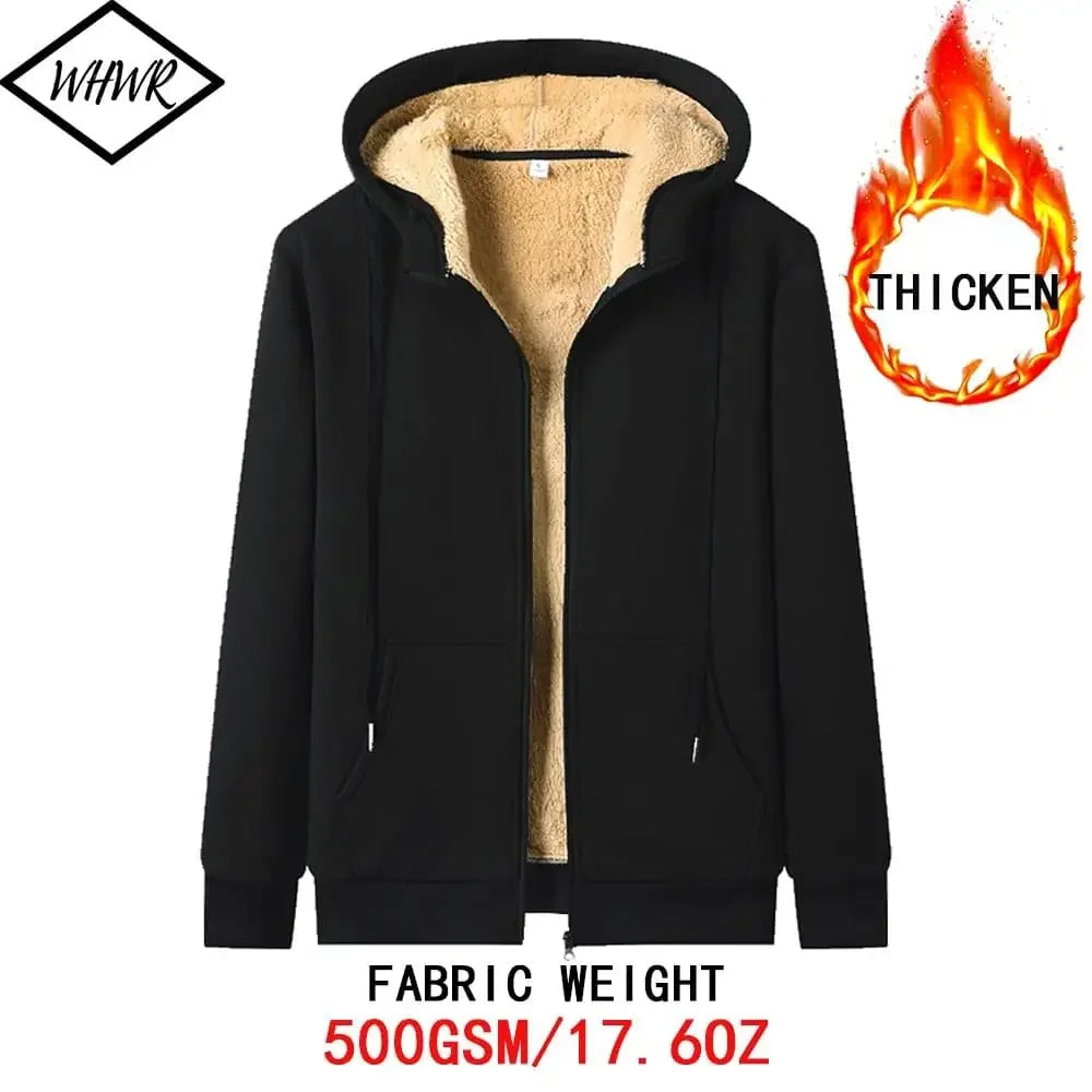 Winter Thicken Lambswool Hoodies Warm Long Sleeve Zipper