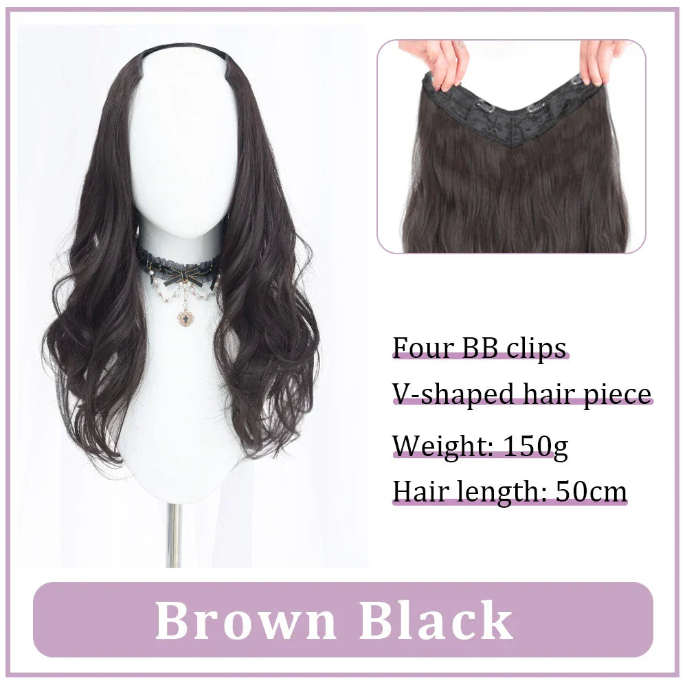 WEILAI Women's V-Shaped Long Hair Extension Synthetic Wig