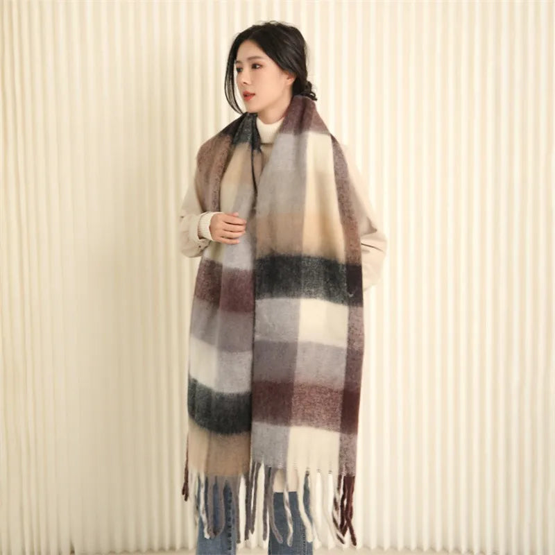 Winter Women Plaid Scarf Winter AC Pamanhmina Shawls