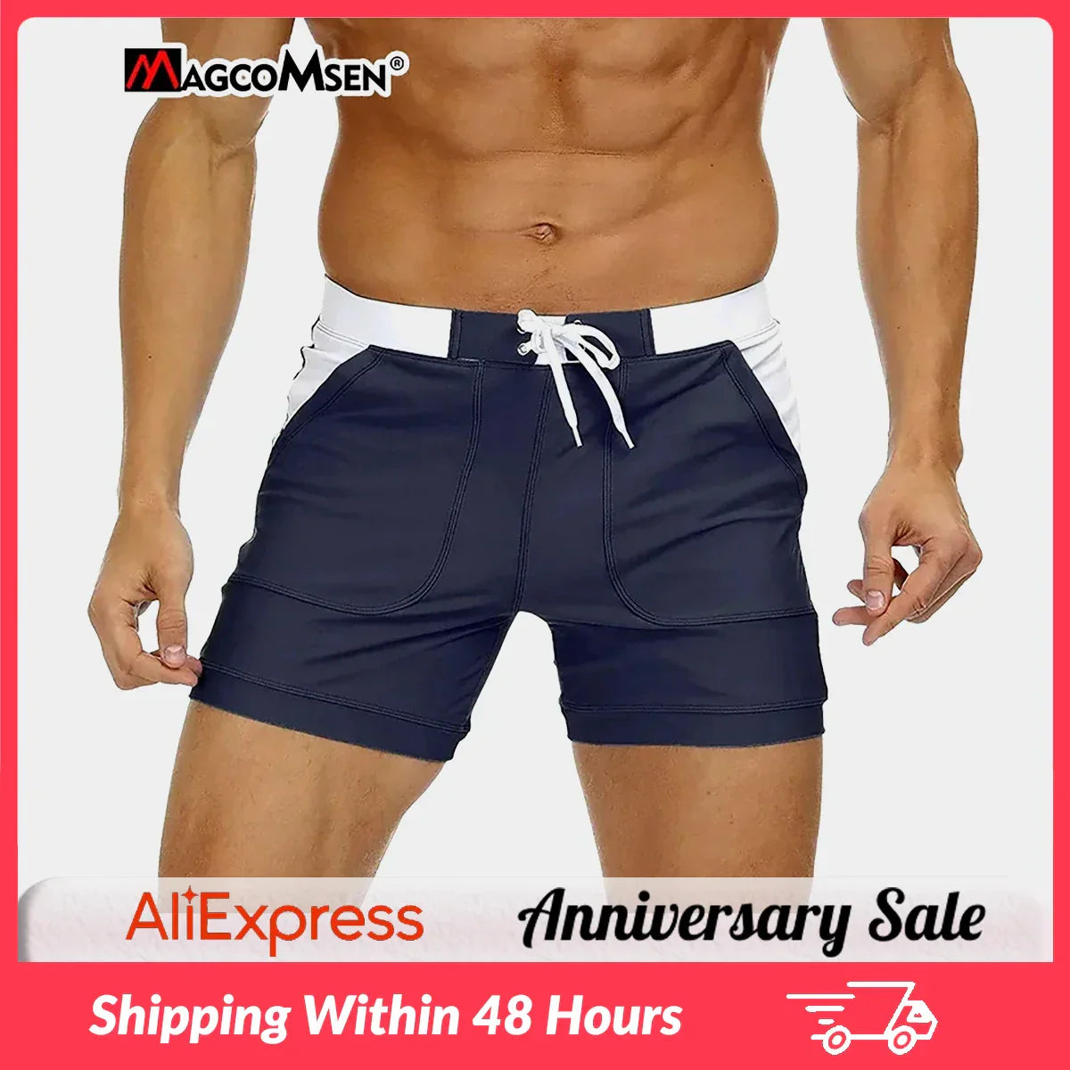 MAGCOMSEN Men's Swimwear Shorts Summer Quick Dry Swimming