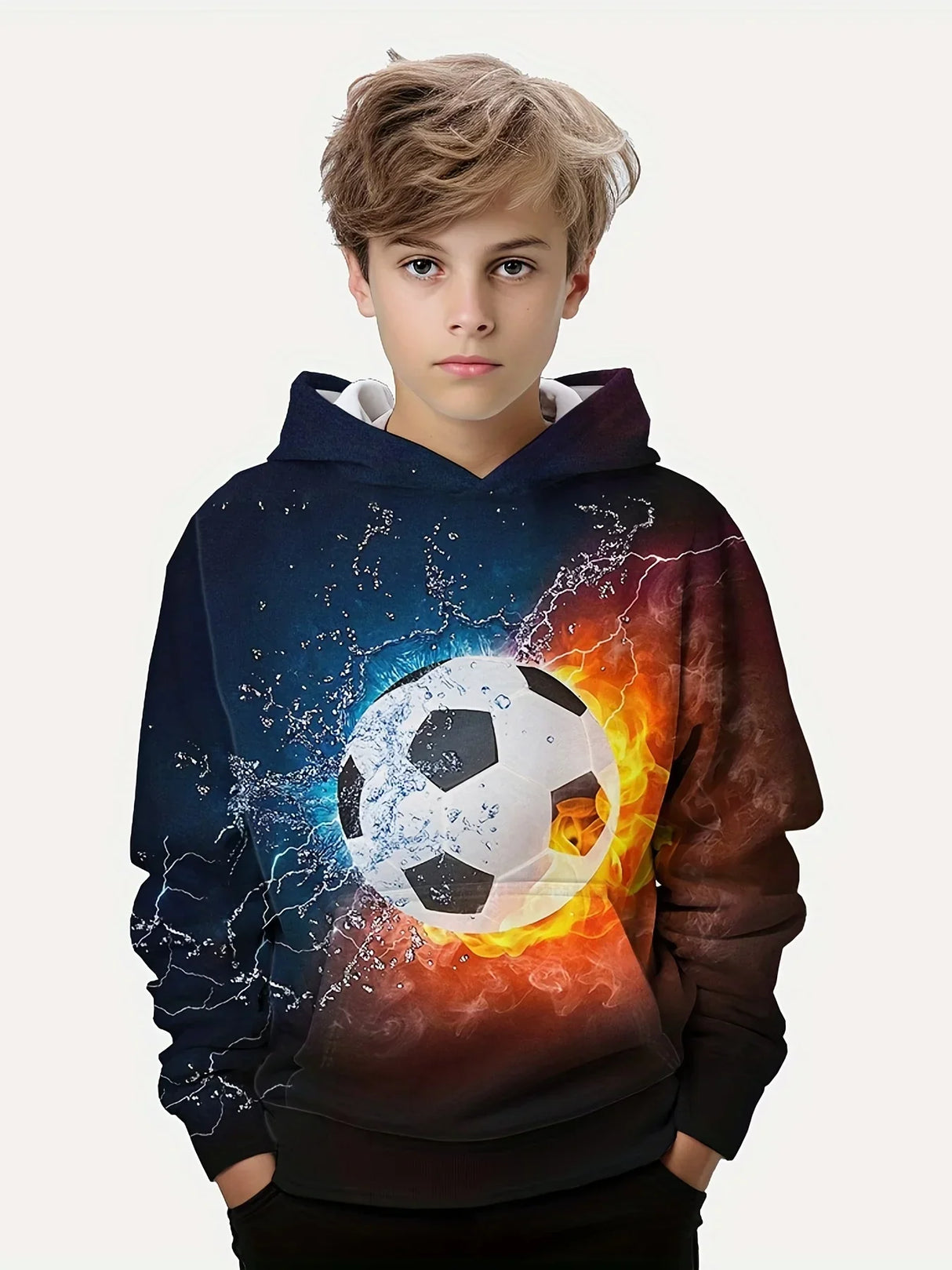 Child Fashion Football 3D Printed Boys Casual Hooded