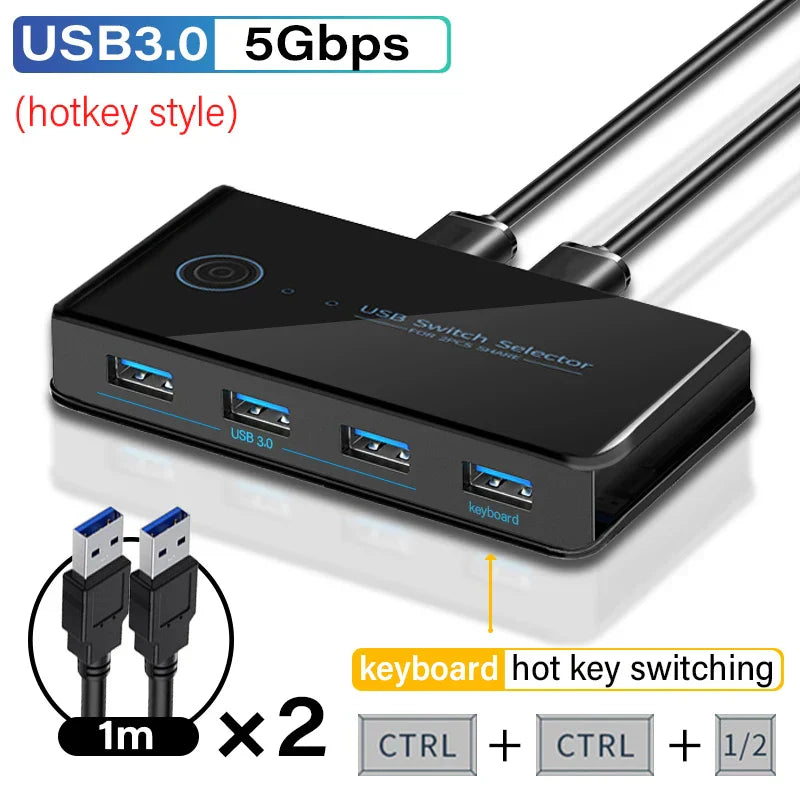 USB 3.0 KVM Switch USB Shared Switcher 2