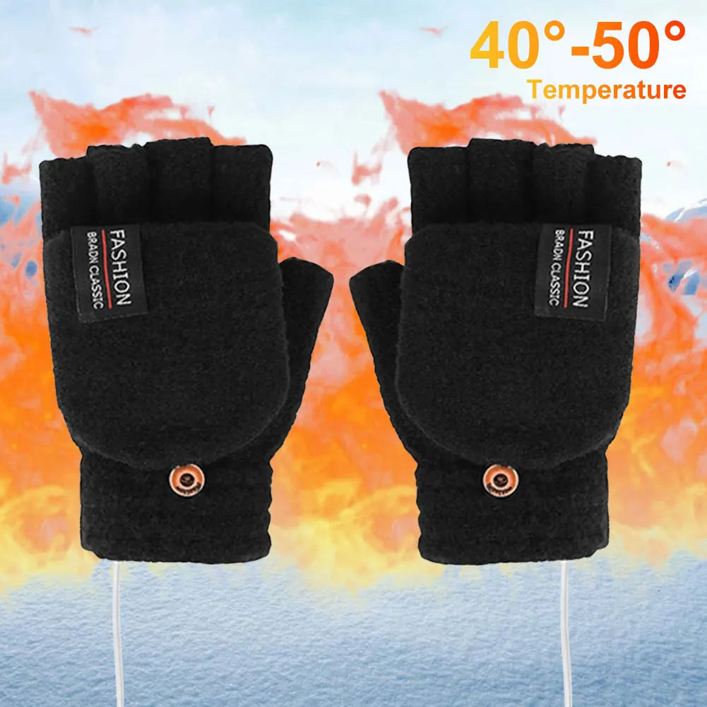 Double-Sided Heating Gloves Adjustable Temperature Rechargable Mittens Washable