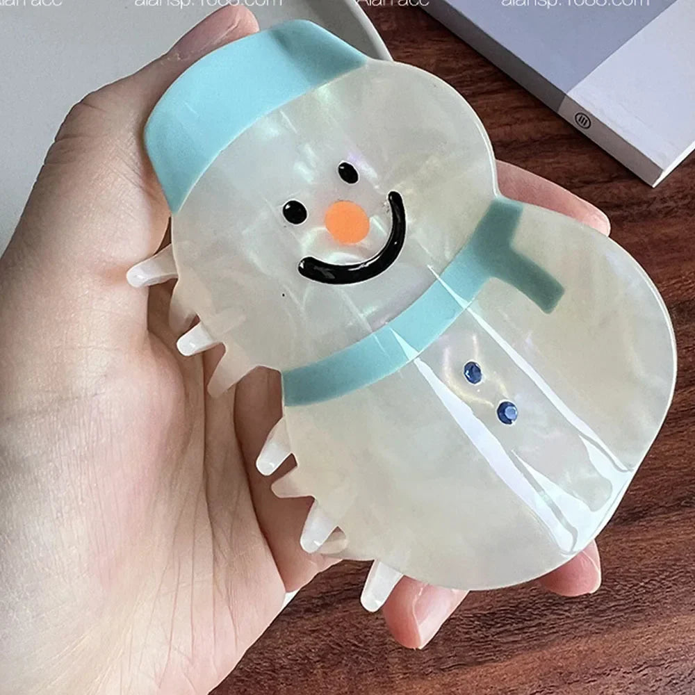 Muweordy Cartoon Cute Snowman Acetate Claw Clip Crab