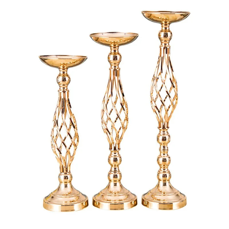 Table Candle Holder Arrangement Gold Iron Vase Twisted