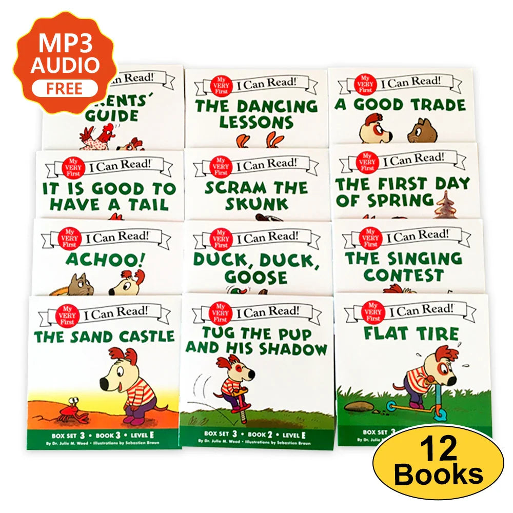 12Books/set Biscuit Series Phonics English Picture Books "I