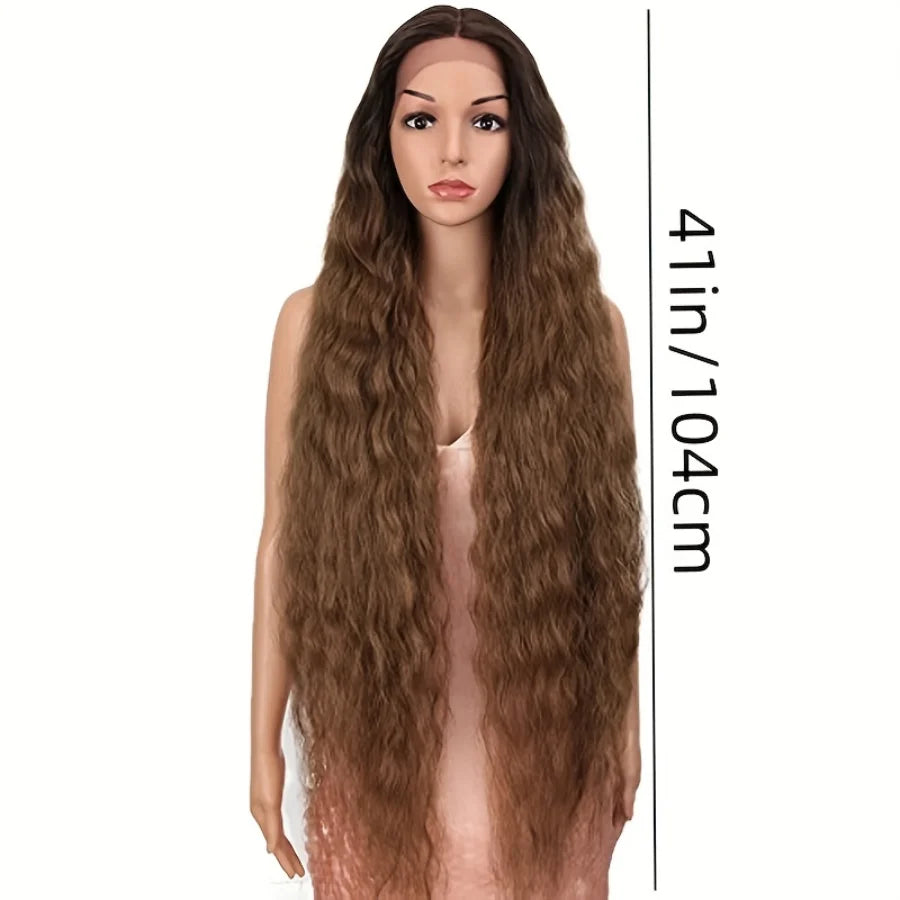 41in/104cm Lace Front Super Long Wavy Wig Middle