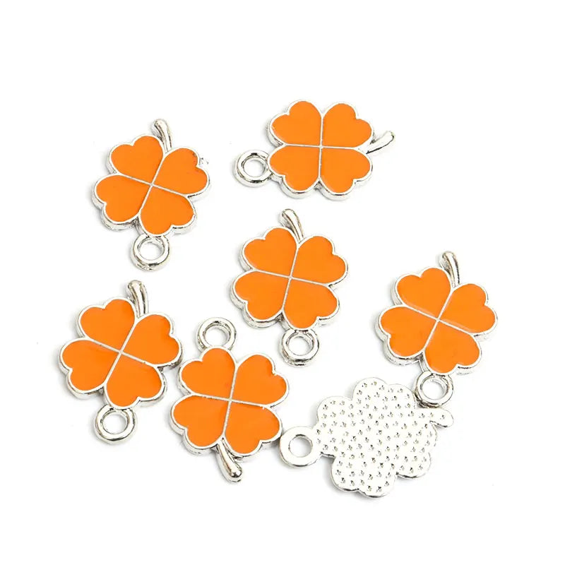 Dopamine Fourleaf Clover Enamel Charms 20pcs DIY Necklace