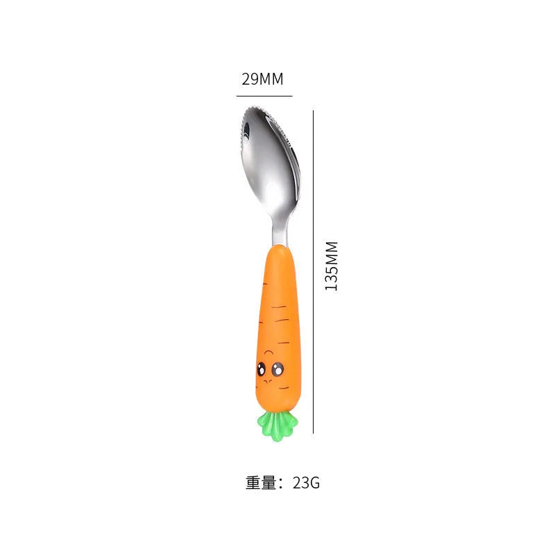 1/3Pcs Baby Feeding Utensils Cartoon Vegetable Fork Spoon