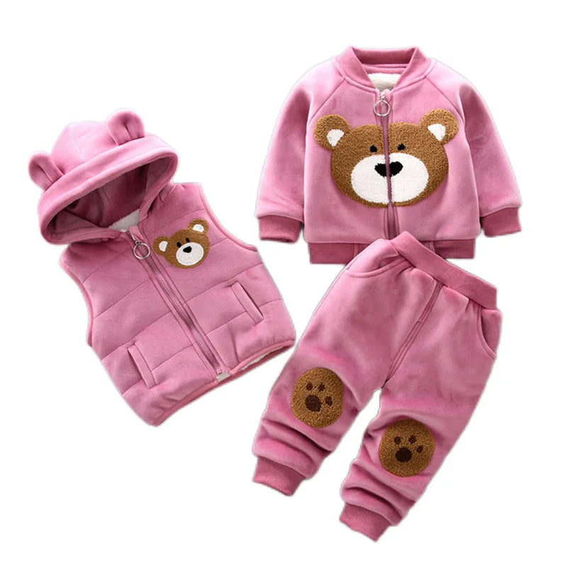 Autumn Winter Baby Boys Clothes Sets Thick Fleece