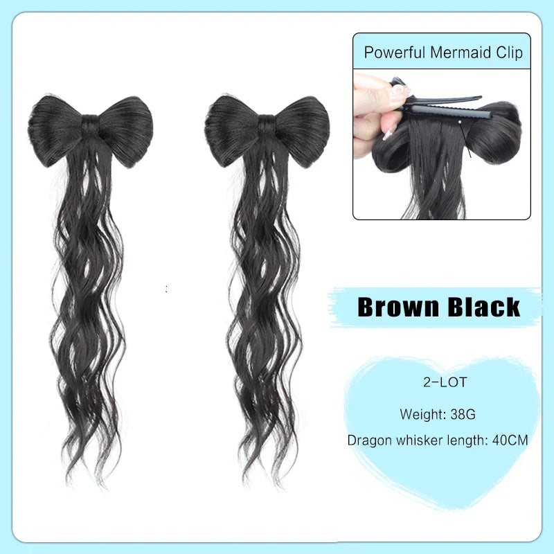 FORLISEE Bowknot Halftie High Ponytail Wig Clip Hair