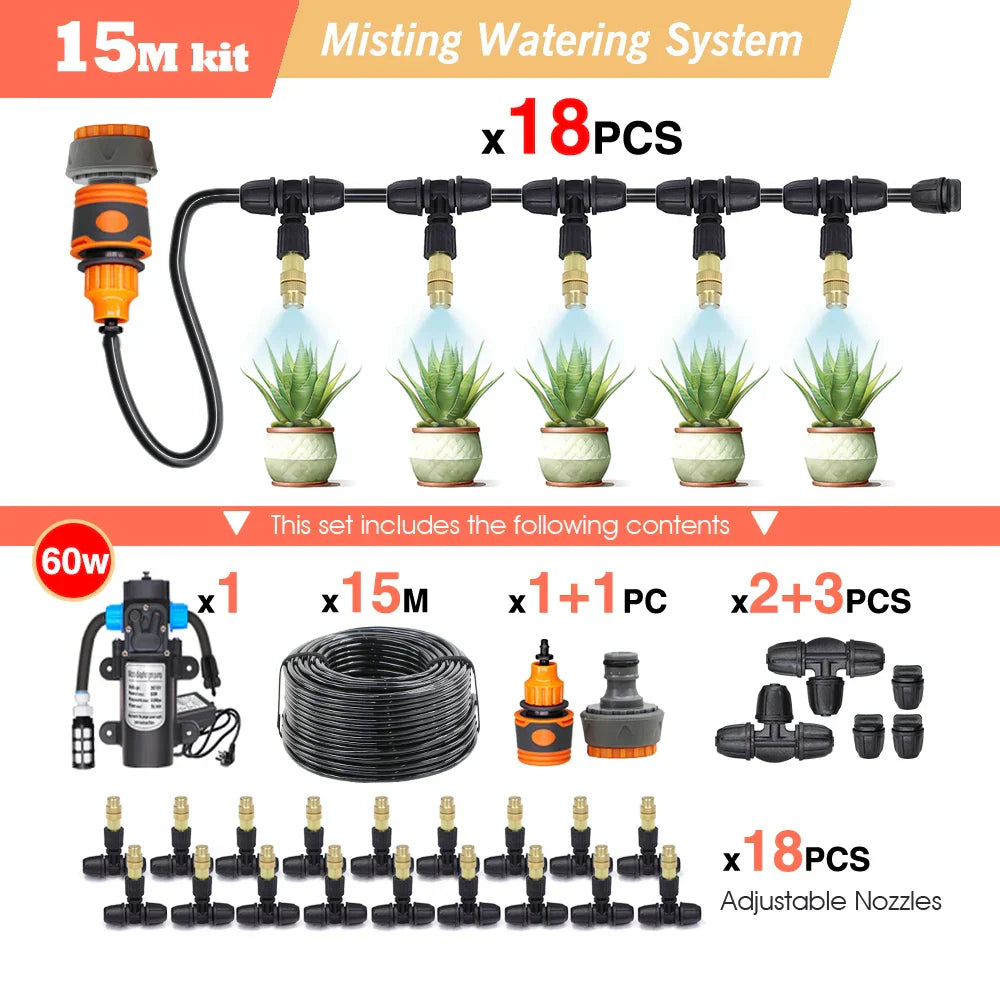 30-5M Garden Adjustable Brass Nozzle Misting Watering System