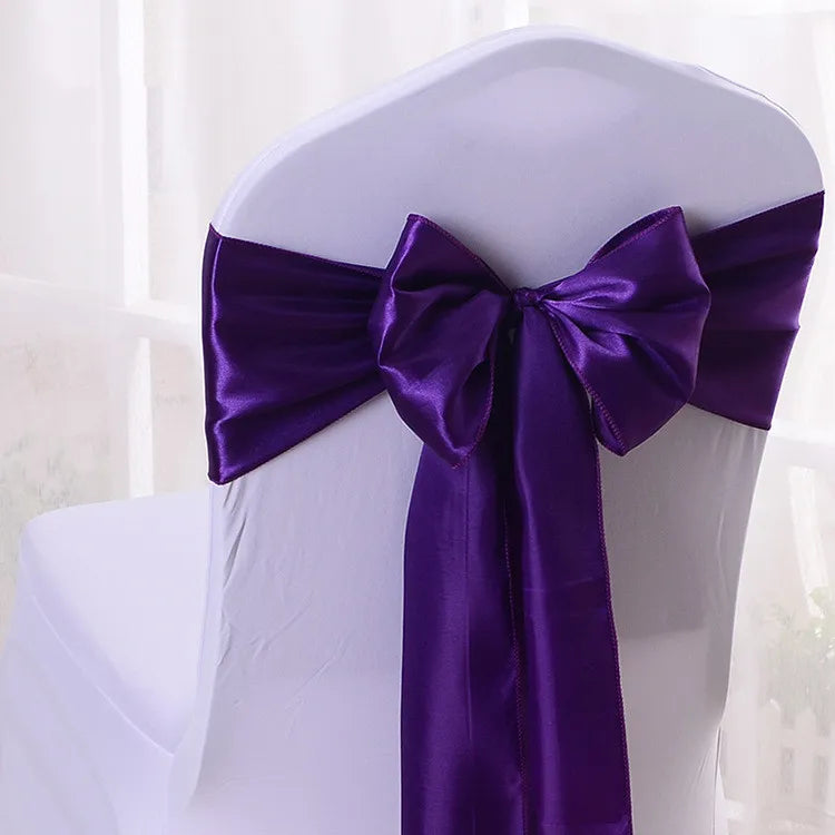 10/50/100pcs Satin Chair Bow Sashes Wedding Chair Knots