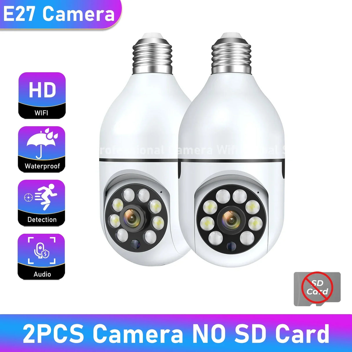 1/2/4PCS E27 Bulb Wifi Camera Surveillance Night Vision