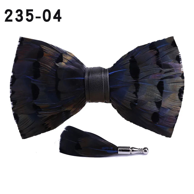 Feather Brooch Bow Tie For Men Women Officiating