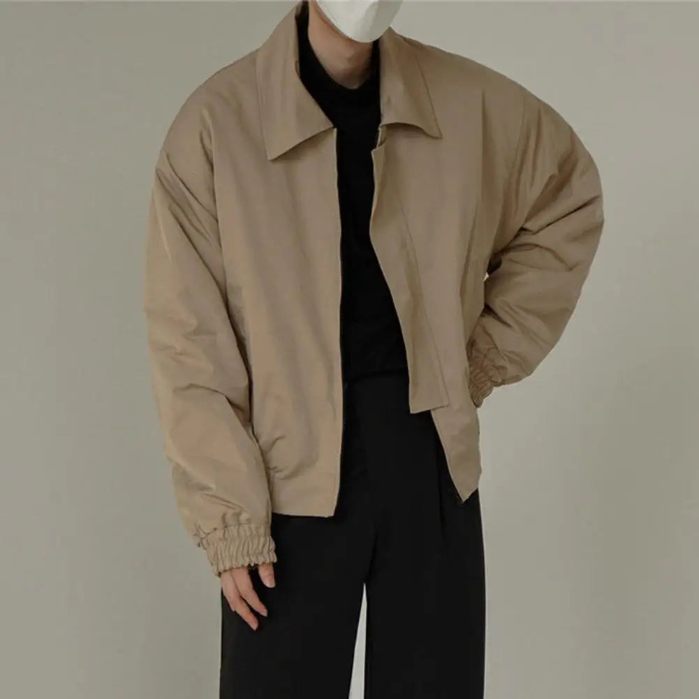 Men Jacket Zipper Closure Personality Long Sleeves Casual