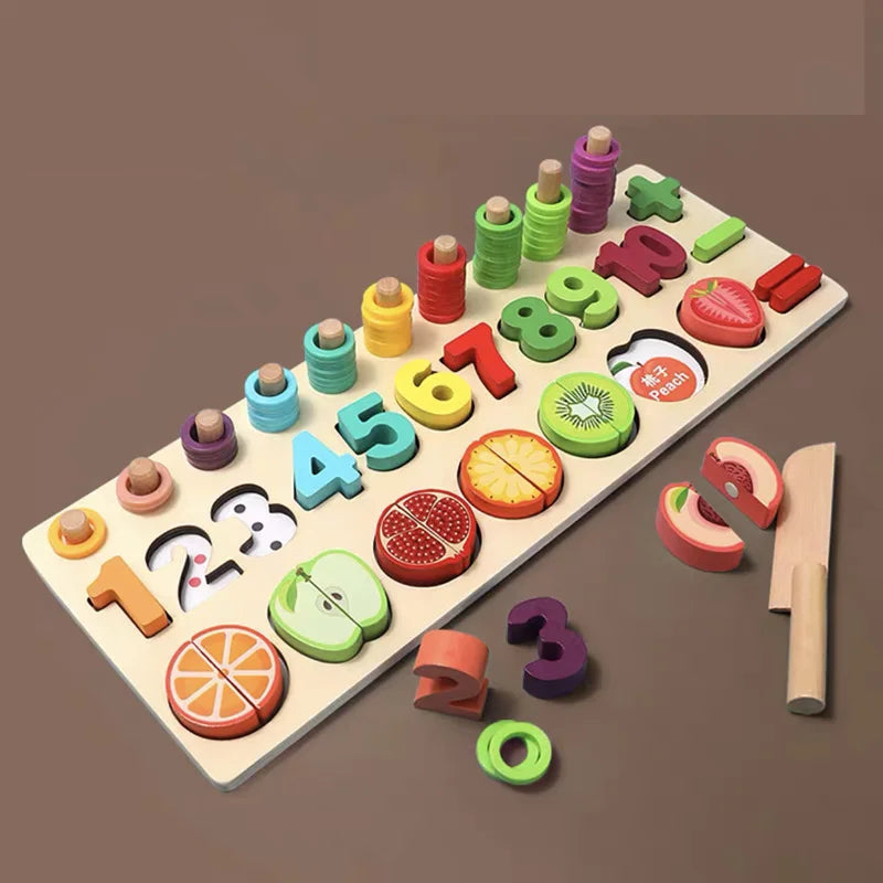 Kids Montessori Math Toys Toddlers Educational Wooden Puzzle