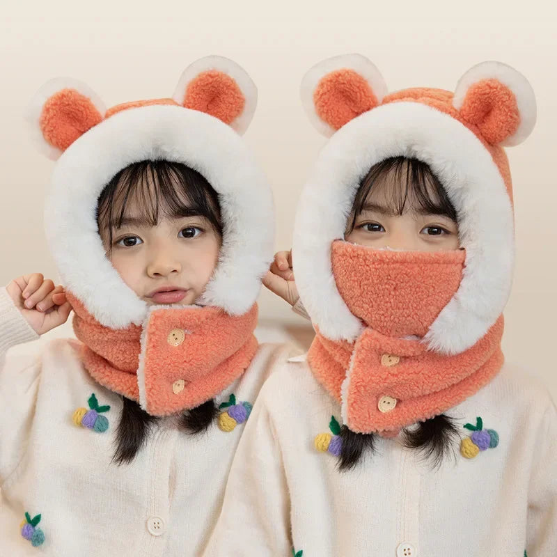New Children's Hat Cartoon Bear Ear Flags Pullover