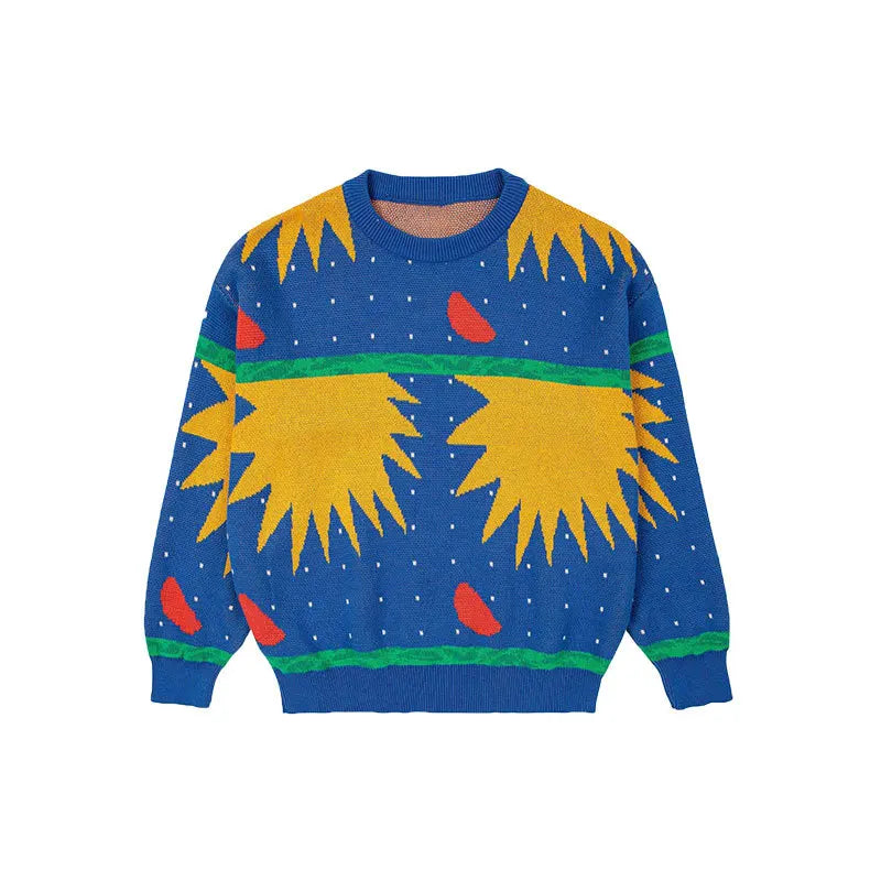 Children's Sweater Winter 23 Boys Colorblocked Pullover Warm