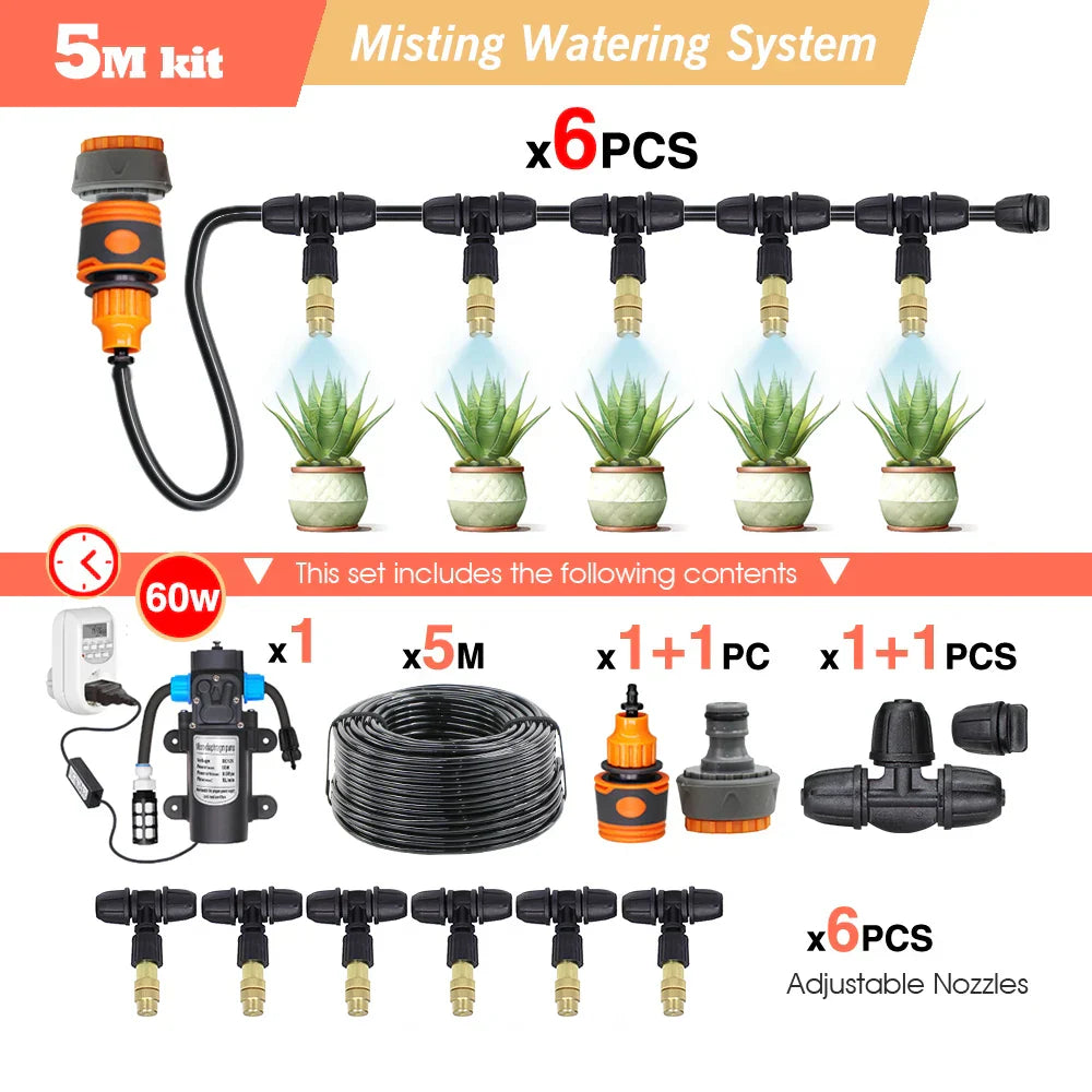 30-5M Garden Adjustable Brass Nozzle Misting Watering System