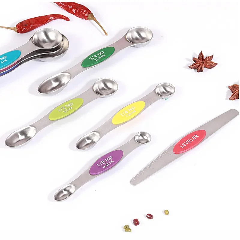 8 Pieces Magnetic Measuring Spoons Set Dual Sided