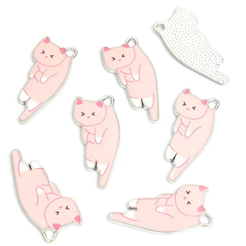 10pcs Kawaii Pet Kitten Enamel Charms for DIY