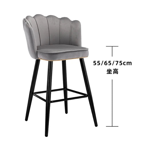Leather High Bar Chair Modern Nordic Luxury Blue
