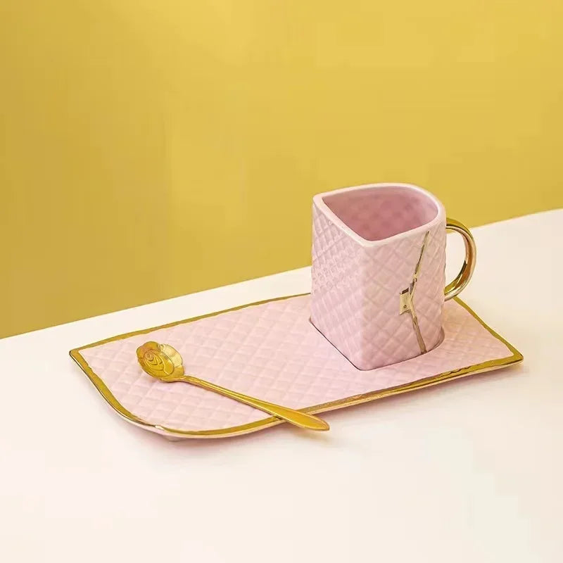 Creative ceramic Coffee cup, handmade diamond bag, ceramic