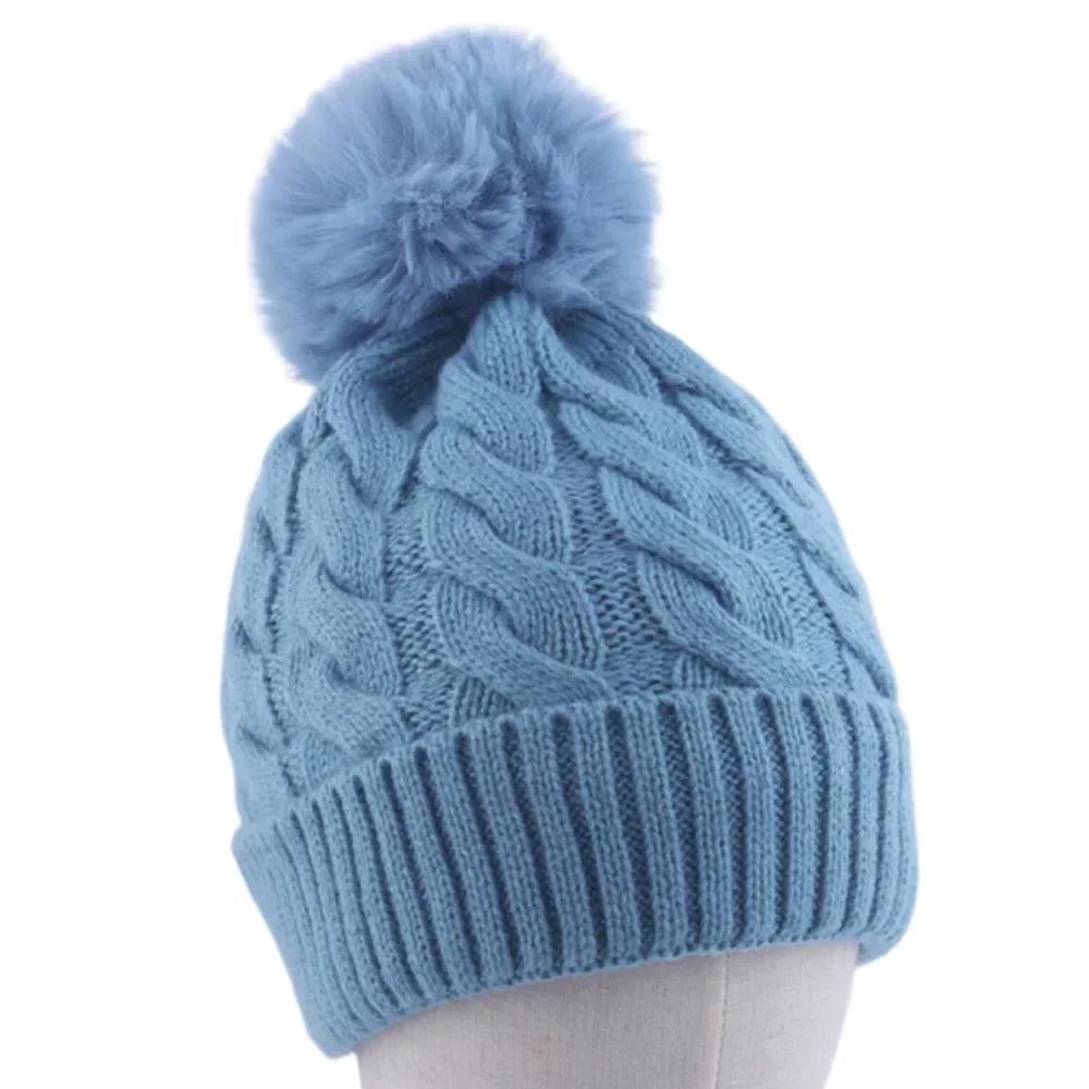 Warm Fleece Lined Hat Women Winter Beanies Cable