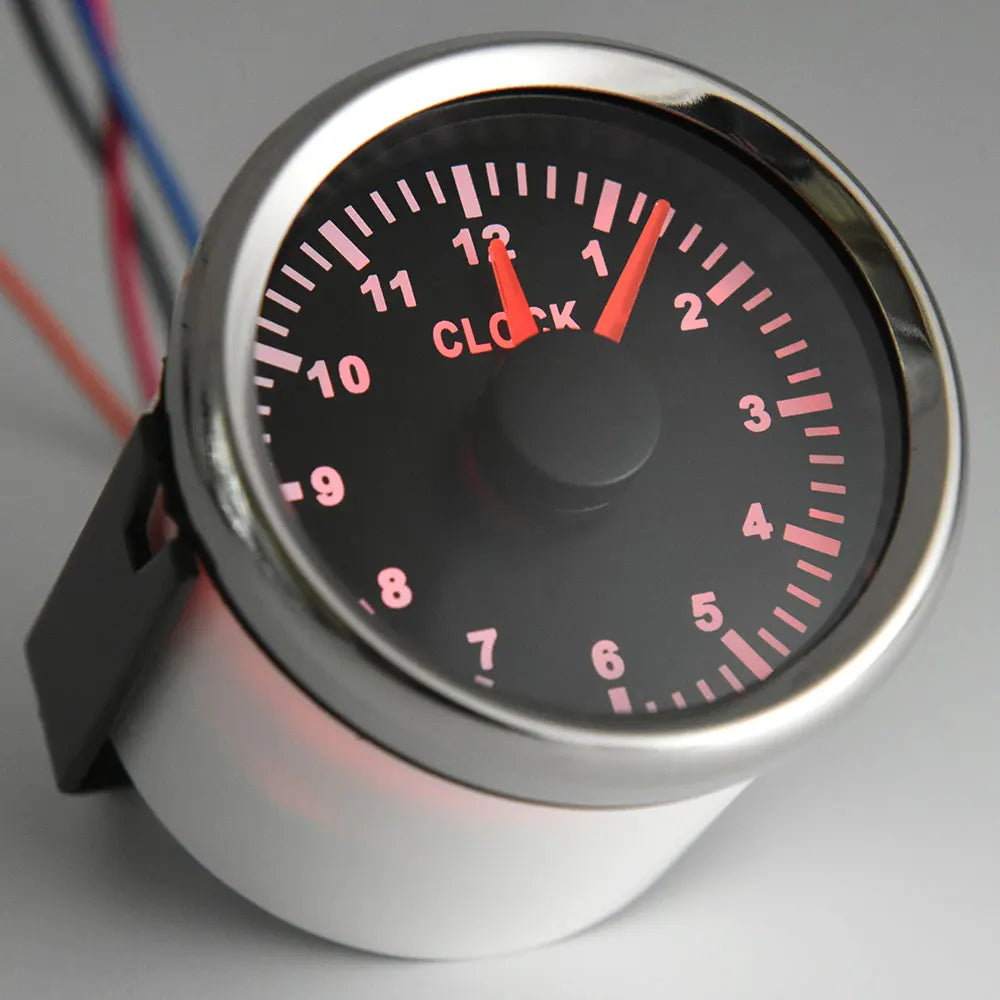 2" 52mm HourMeters Clock Gauges with Red Backlight for Car, Boat, Yacht, RV (9-32V)
