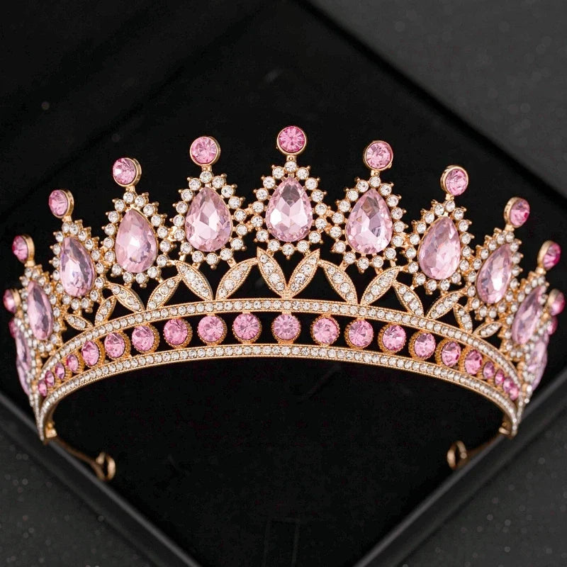 Pink Crystal Tiaras And Crowns Rhinestone Prom Diadem
