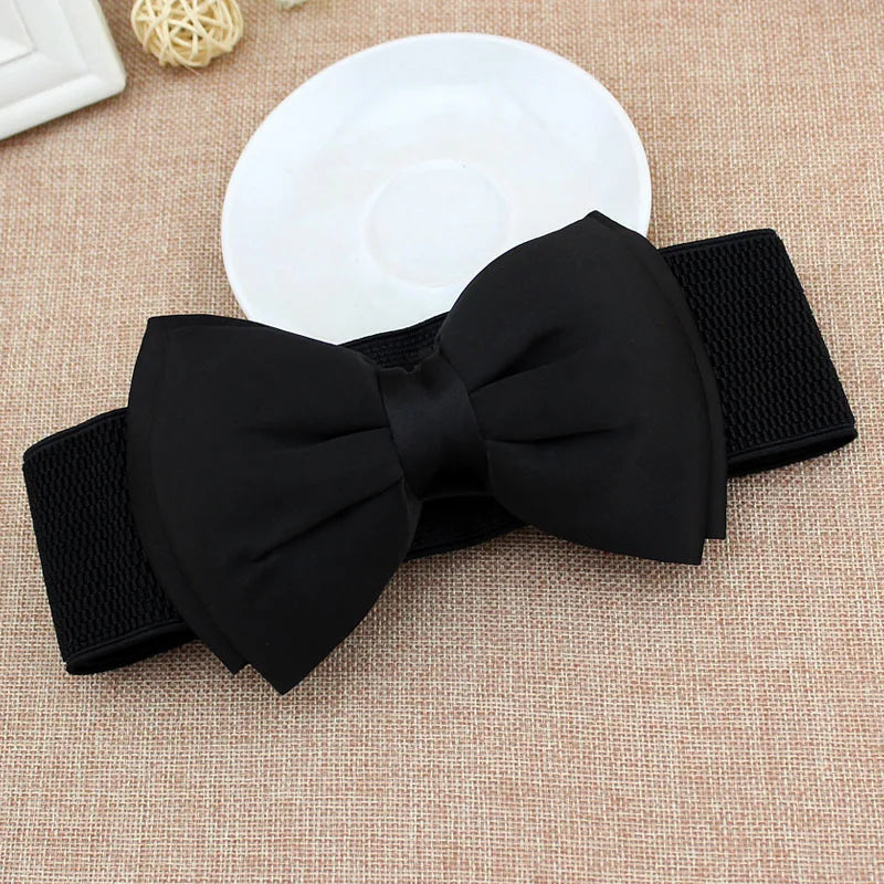 New Fashion Women Bowknot Cummerbunds Elastic Bow Wide