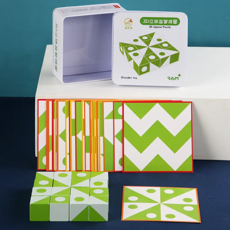 New 3D Montessori Geometry Puzzles Building Block Face