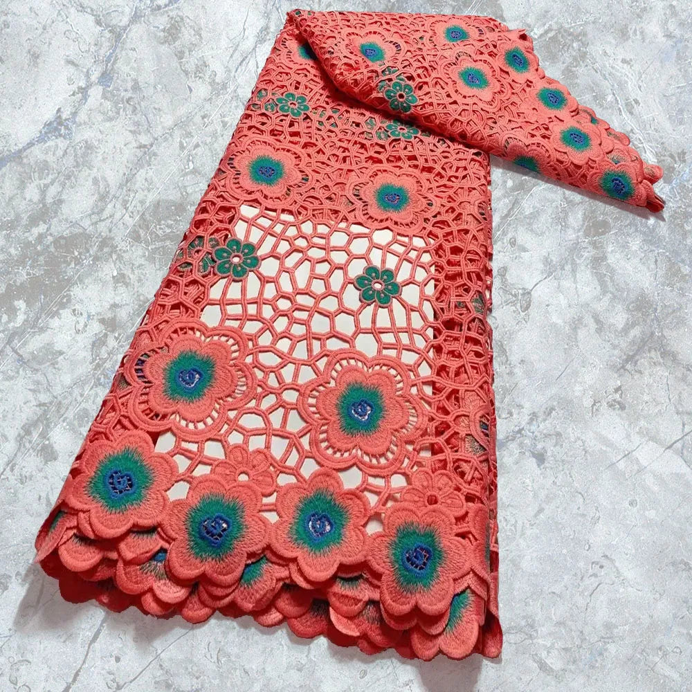 2022 High Quality Embroidered African Chemical Lace Fabric