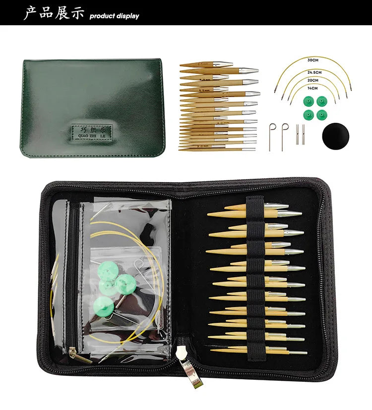 Knitting Needles Removable Ebony Wood 1 Set Crochet