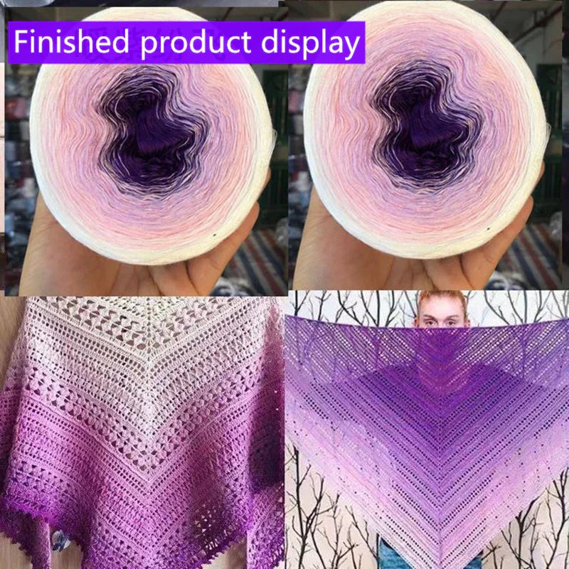 300g Cake Gradient Color Crocheted Shawl Blanket DIY