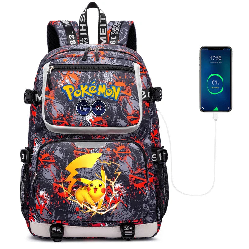 Pokemon Squirtle Cartoon School Bag USB Charging Large
